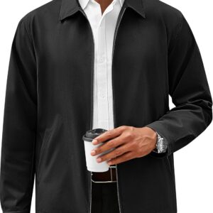 Mens Lightweight Jackets Full Zip Business Casual Windbreaker Fall Golf Coat Jacket with Pockets