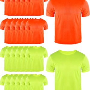 24 Pcs Hi Vis T-Shirts for Men Bulk Safety Construction Workwear Unisex Quick Dry Breathable Moisture Wicking Shirts